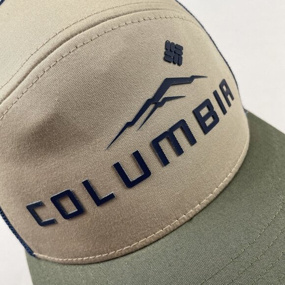 Columbia Trucker Snapback Hat Adults Canvas Mesh Outdoors Fish Hike Raised Logo - Picture 6 of 8